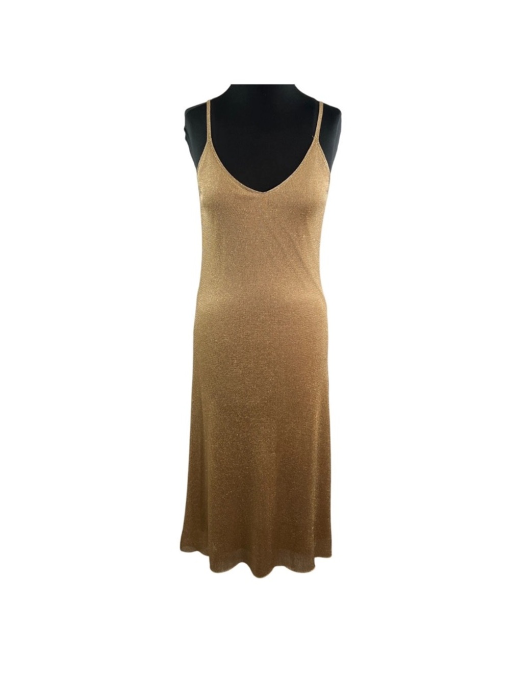 Zara Gold Shimmer Midi Slip Dress